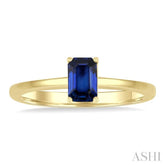 6x4 MM Octagon Shape Sapphire Precious Solitaire Ring in 14K Yellow Gold
